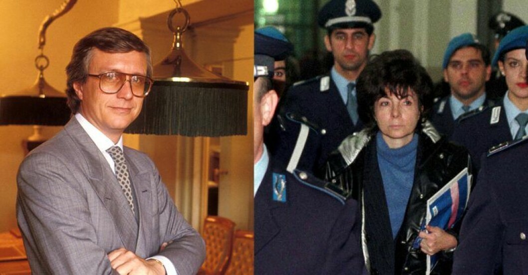 Maurizio Gucci innan sin död och Patrizia Reggiani under rättegången. Foto: Stefano Rellandini Maurizio Gucci innan sin död och Patrizia Reggiani under rättegången.