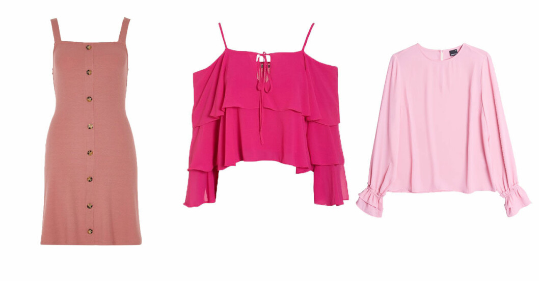 Klänningar, toppar, blusar och jackor i rosa.