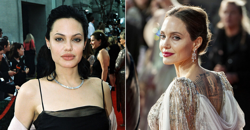 Hollywoodstjärnan Angelina Jolie 24 vs 44 år gammal. angelina jolie