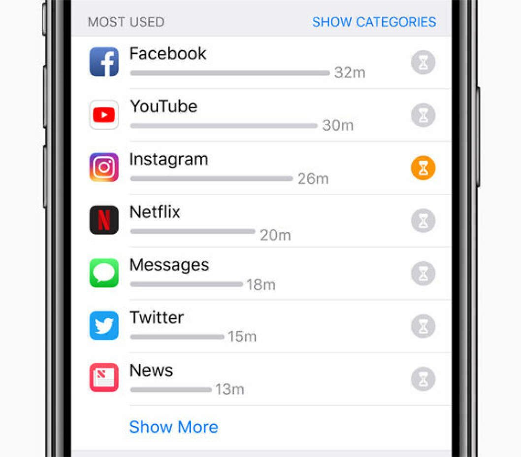 Med Screen Time kan du också ställa in alarmaviseringar.