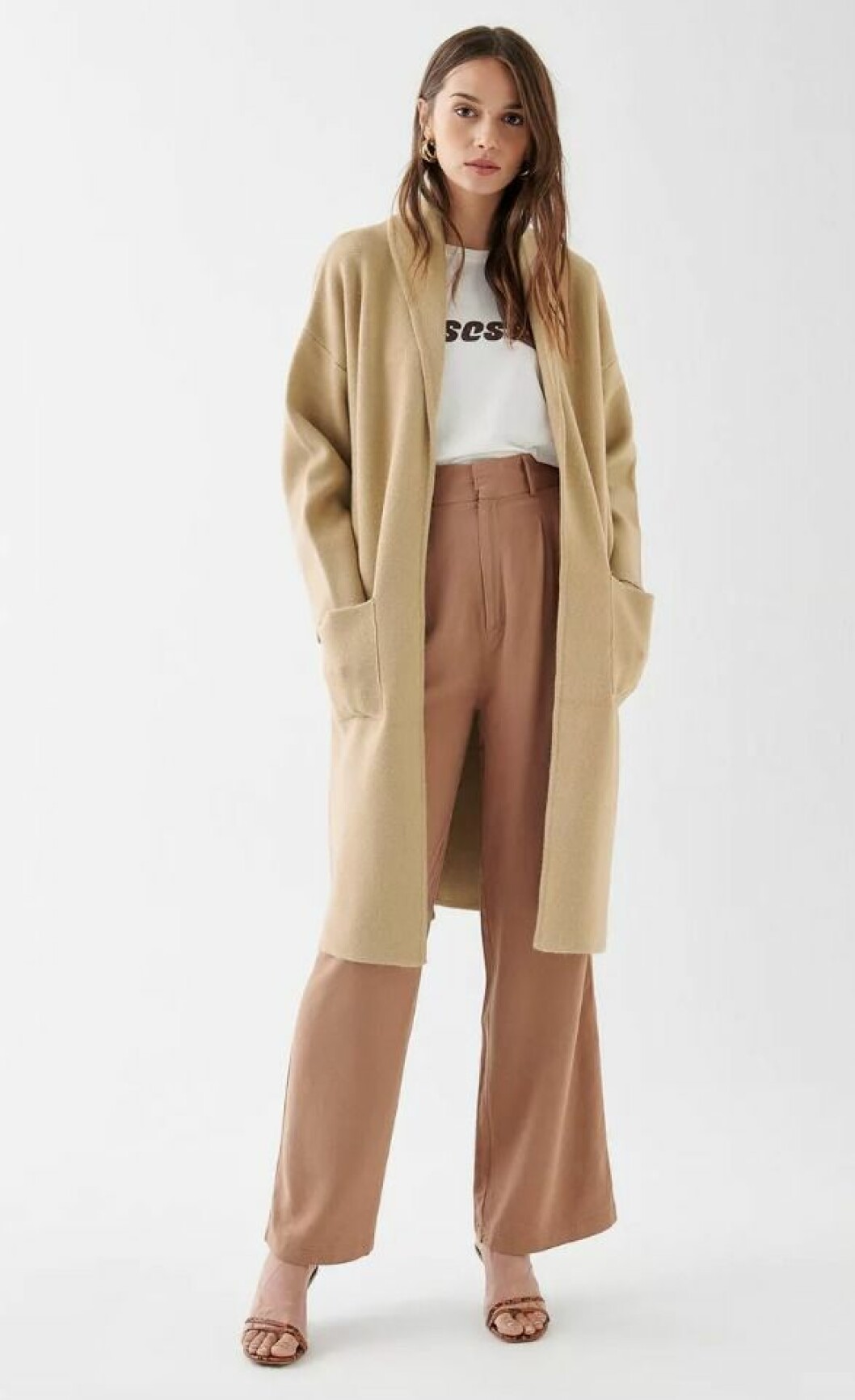 Beige stickad kofta för dam från Gina tricot