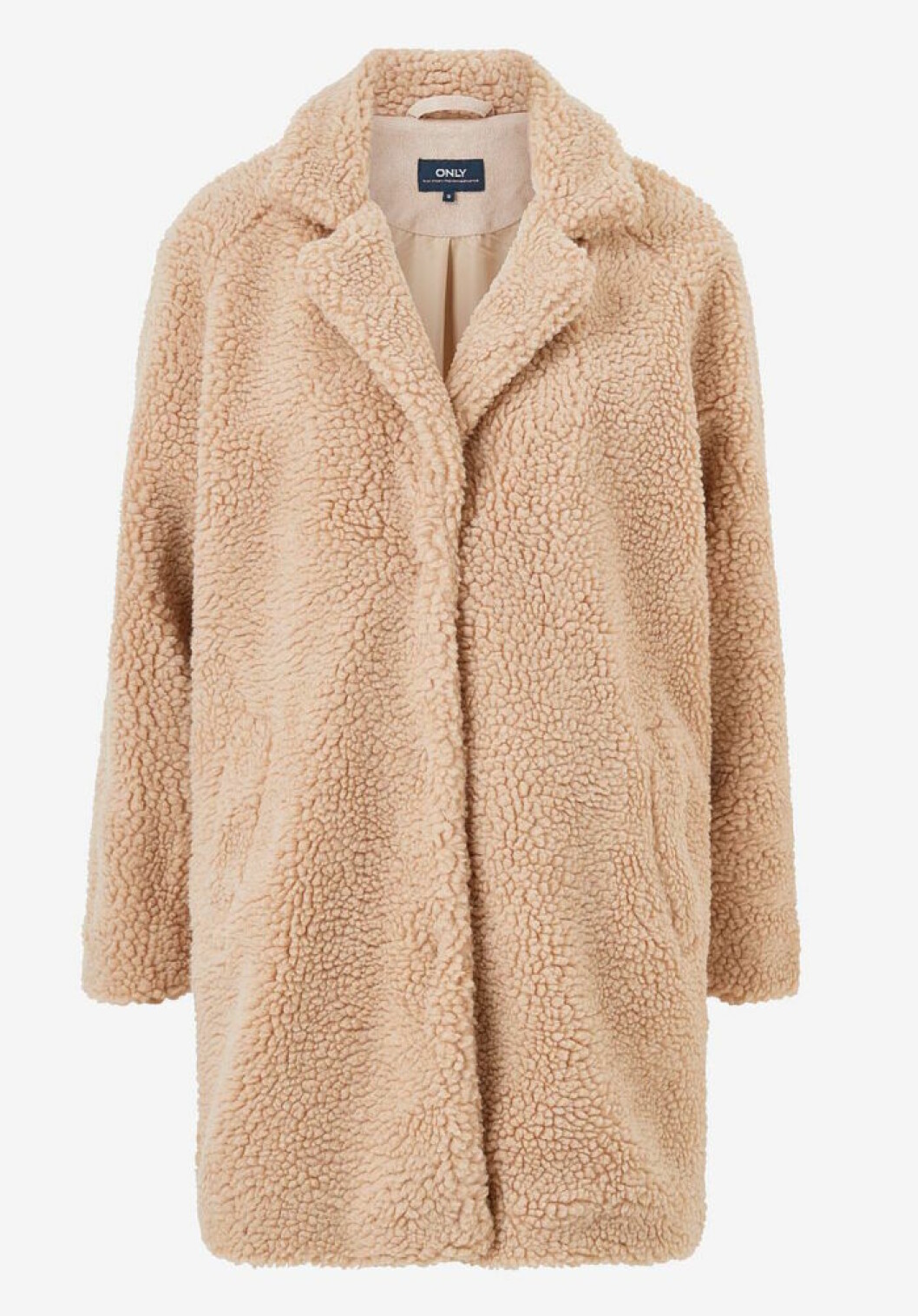 Beige teddykappa för dam till hösten 2019