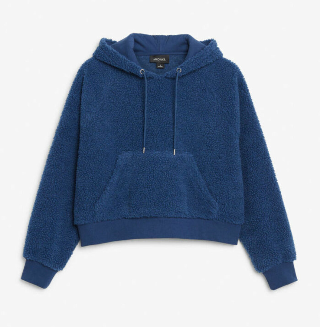 Blå hoodie i teddymaterail för dam till 2019