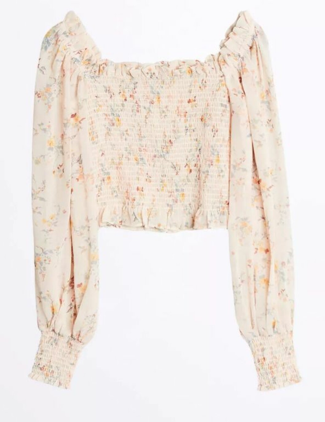 Blommig blus med puffärm för dam till 2019