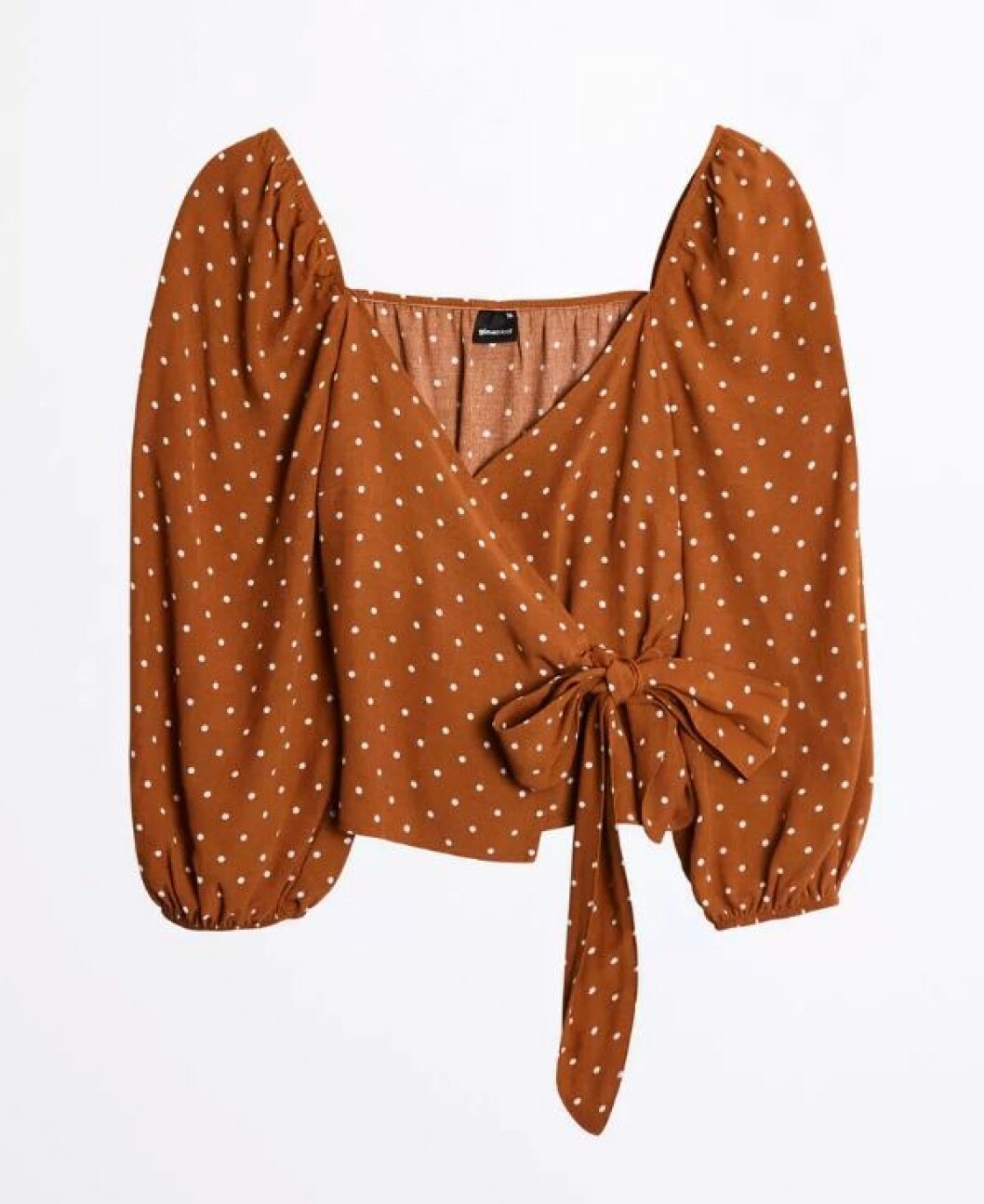 Brun blus med puffärm
