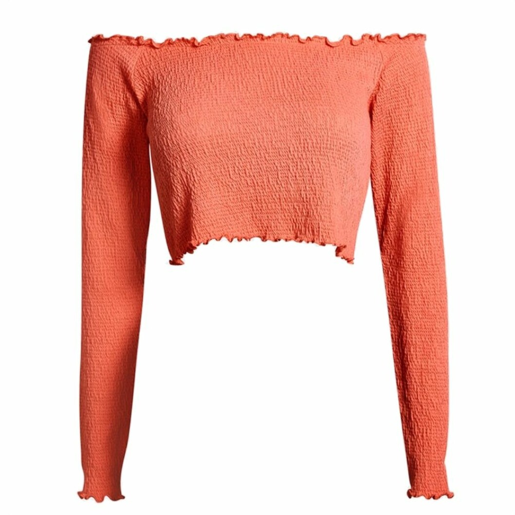 Croppad topp i smockat material