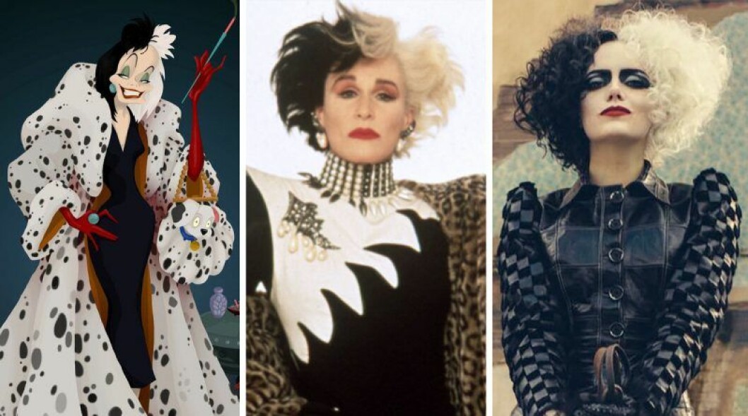 Cruella De Vil från 101 dalmatiner. Tre Cruella De vil