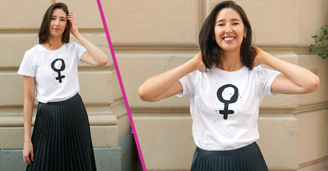 FRIDA och Baaams feministiska t-shirt med kvinnosymbolen