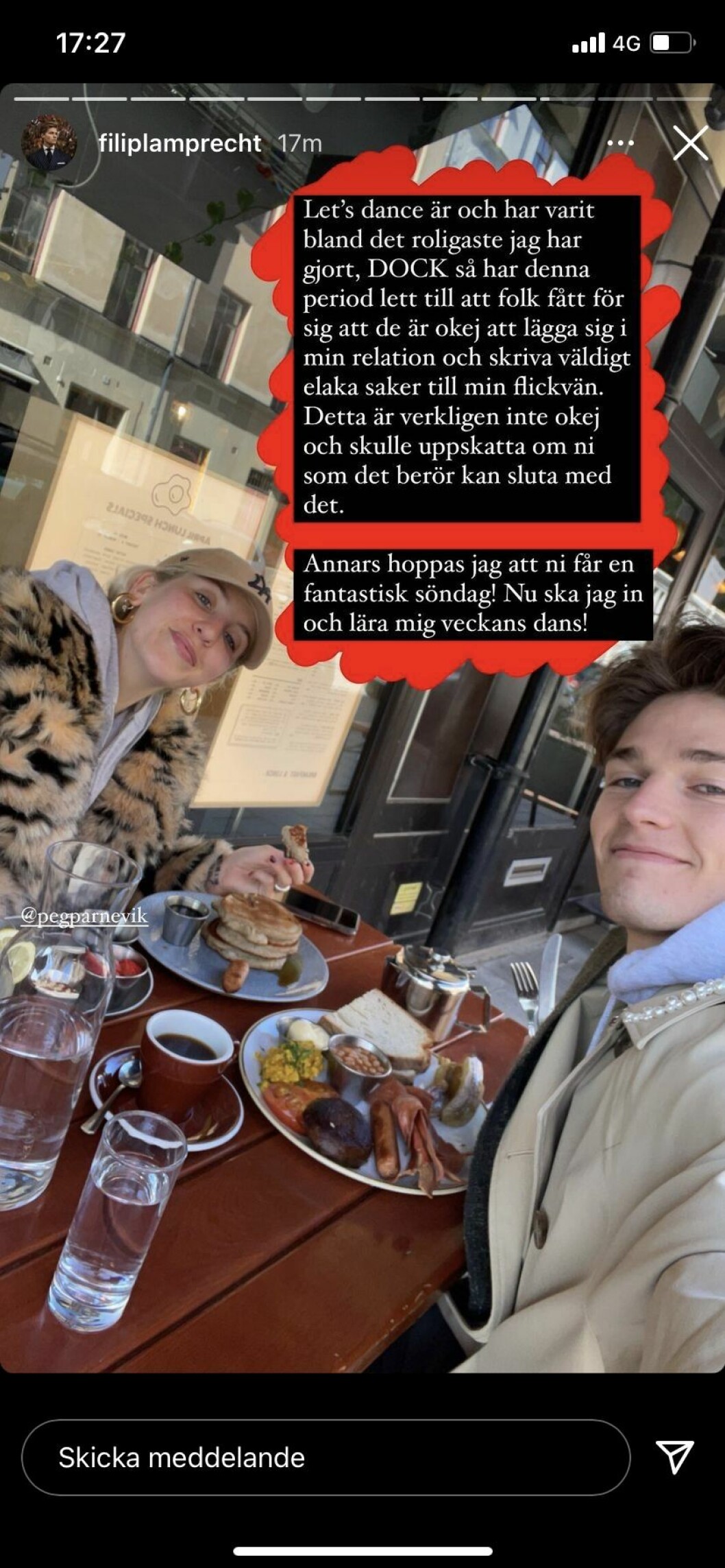 skärmdump från filip lampbrechts instagram story