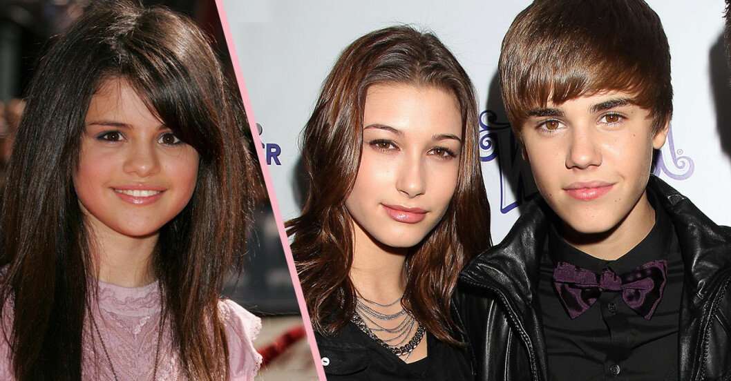 Selena Gomez, Justin Bieber, Hailey Baldwin som tonåringar