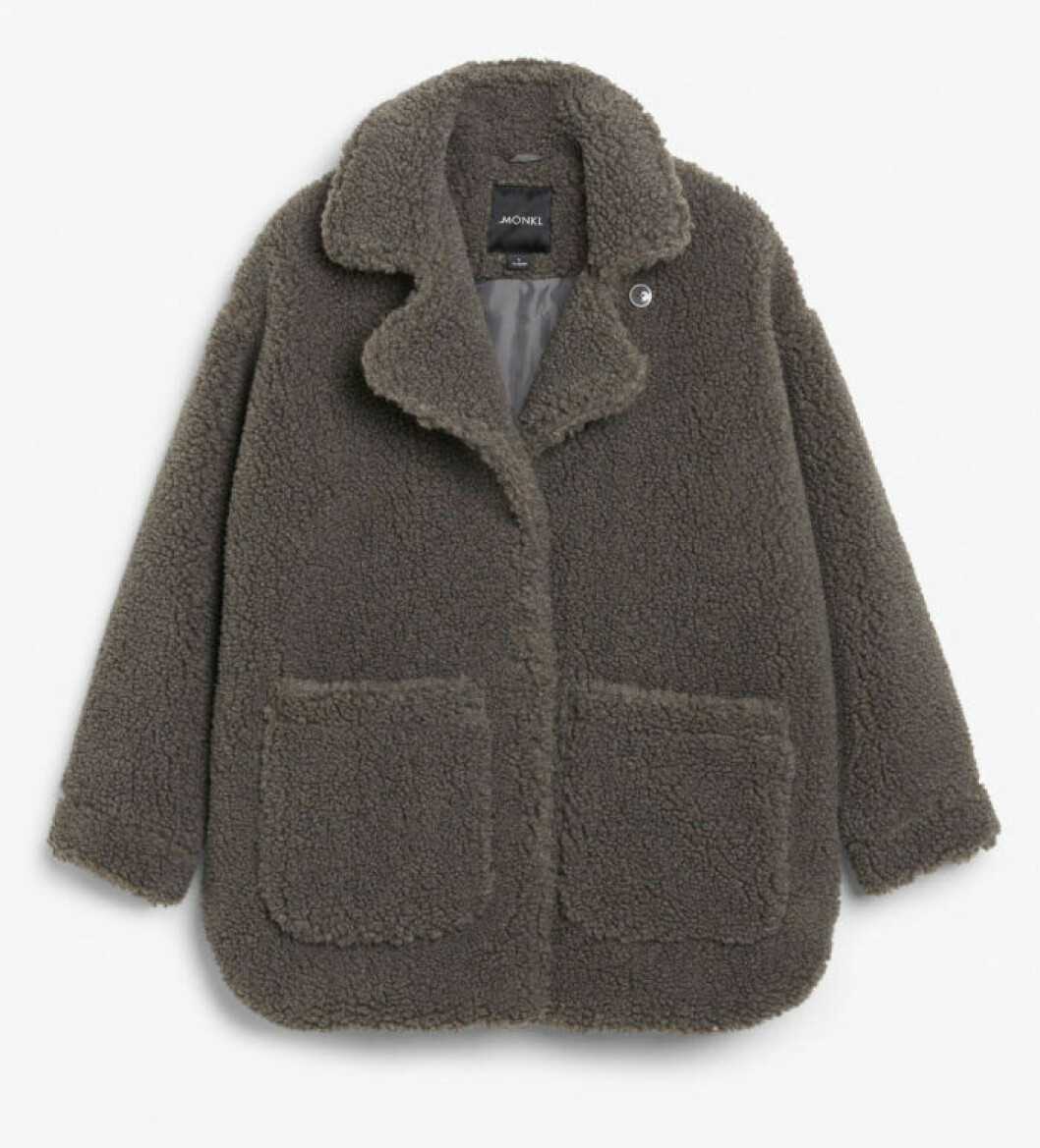 Grå teddyjacka med fickor för dam till hösten 2019