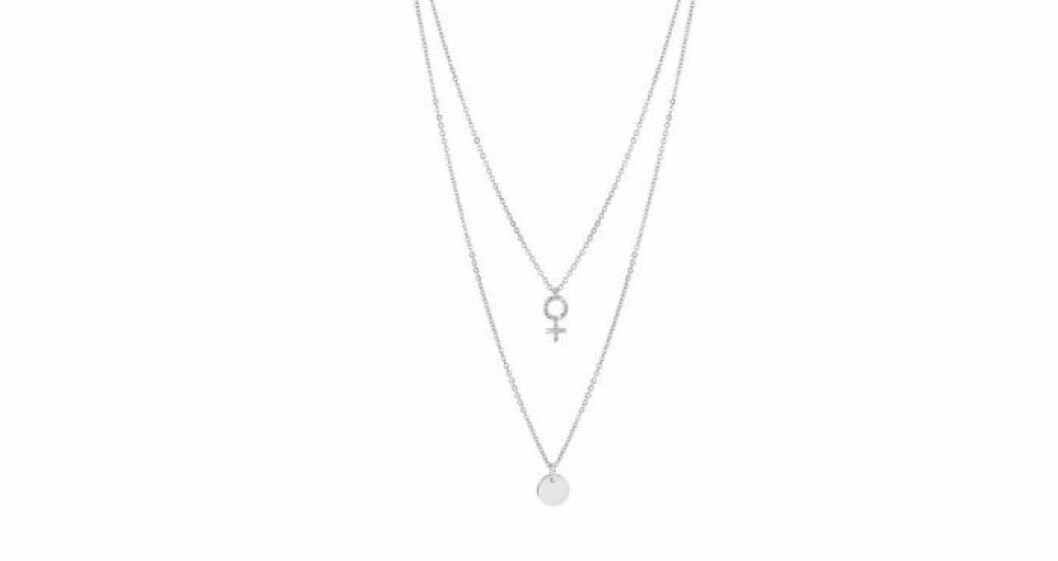 Dubbelhalsband med berlock och kvinnosymboler