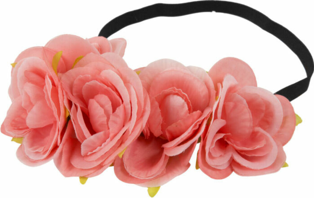 Hårband med stora rosa blommor till midsommar 2019