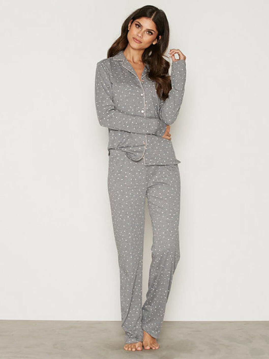 Hunkemoller-pyjamas-gra-prickig