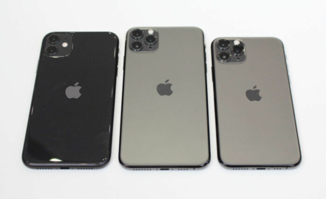 En bild på de nya Iphone-modellerna Iphone 11, Iphone 11 Pro Max och Iphone 11 Pro.