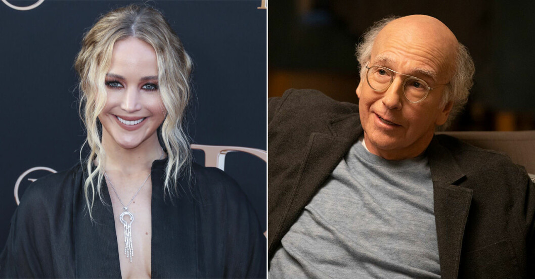 Jennifer Lawrence använder humor för att nå fram till komikern Larry David. Jennifer Lawrence och Larry David