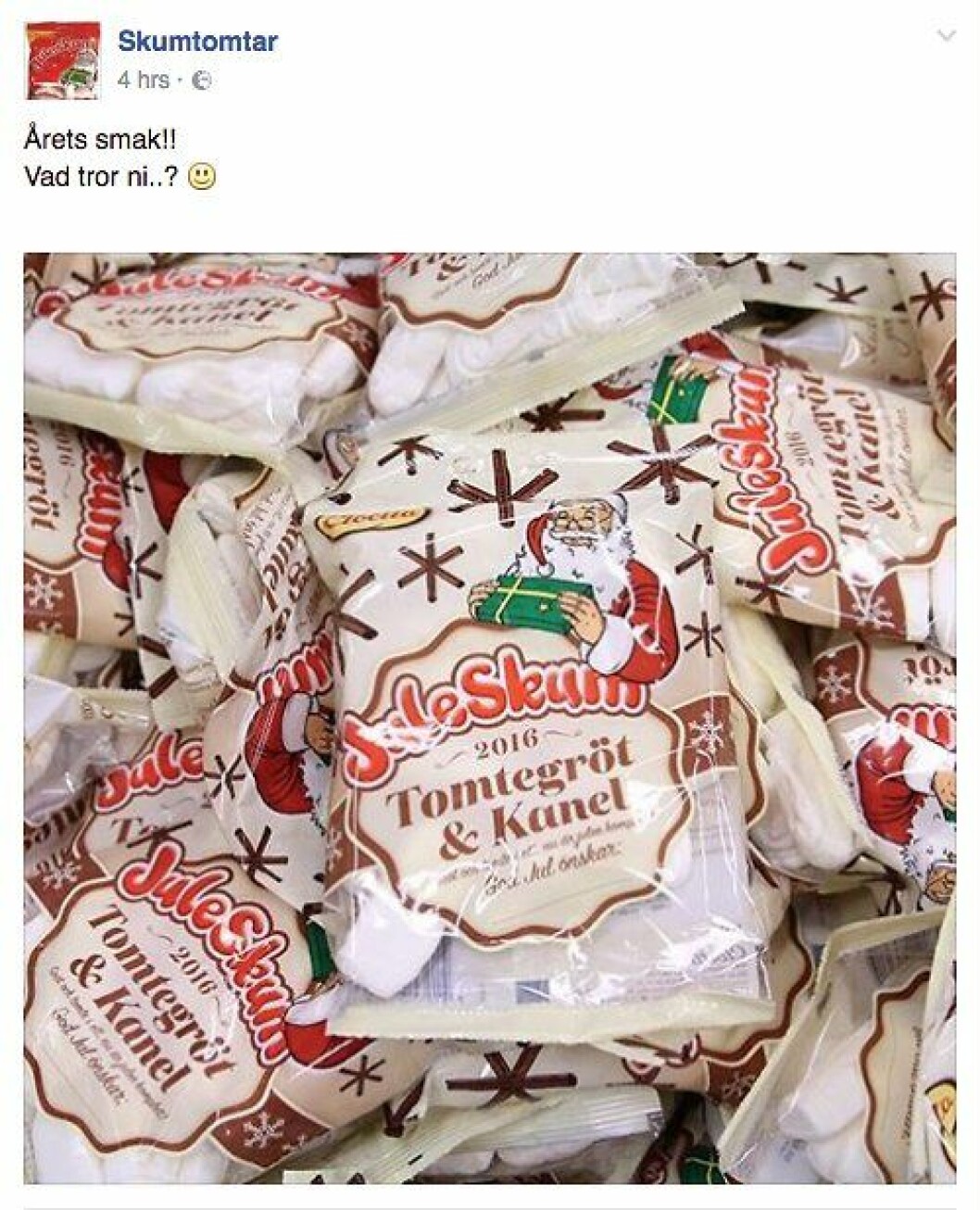 Årets smak på Juleskum är tomtegröt och kanel. juleskum 2016