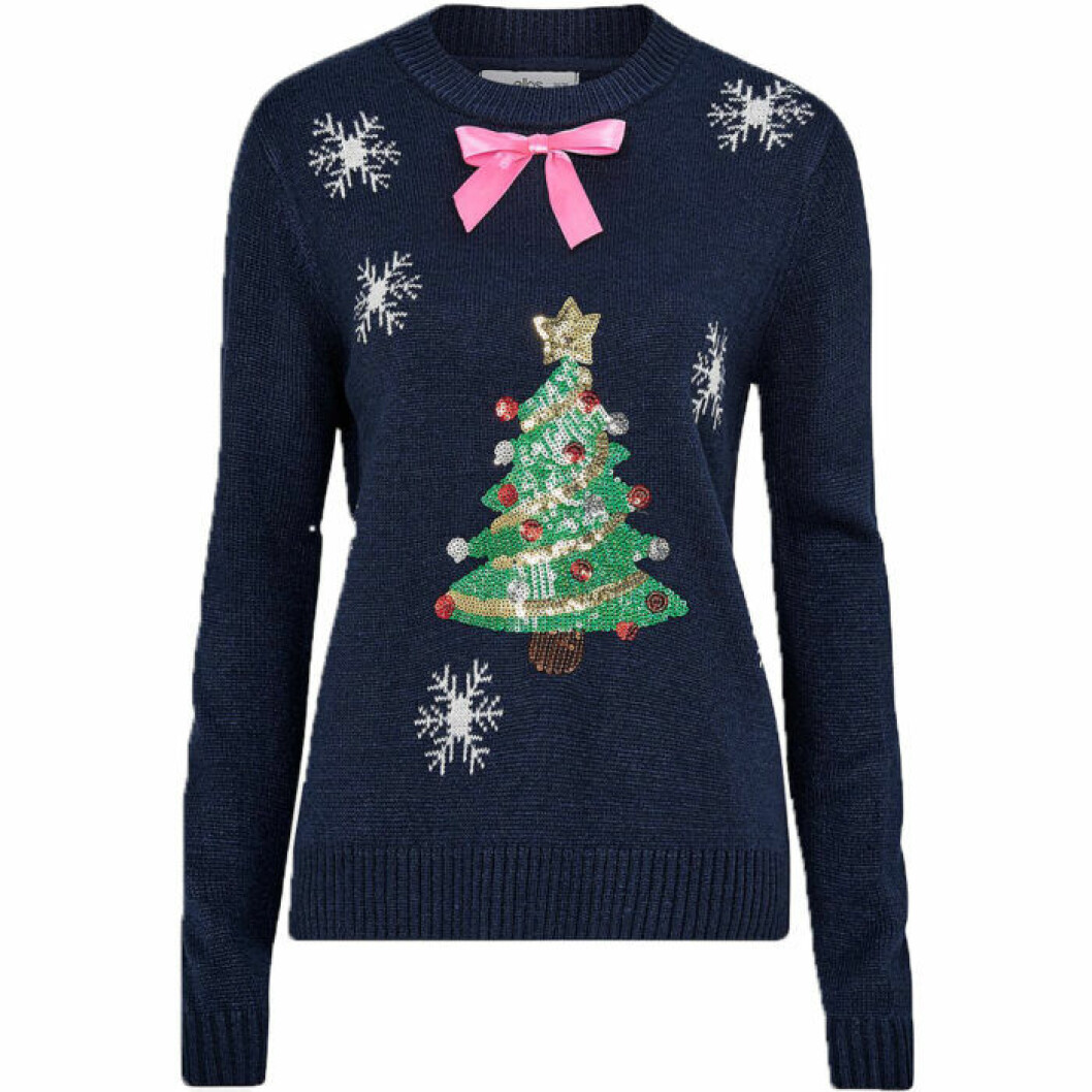 Blå jultröja med julgran