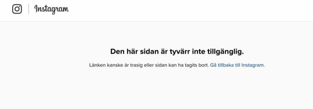 ”Den här sidan är tyvärr inte tillgänglig” står det när du försöker gå in på Kendalls Instagram. Kendall-Jenner-Instagram