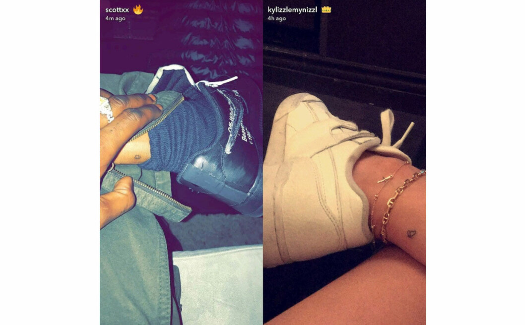 Kylie Jenner och Travis Scott har matchande fjärils-tatueringar.