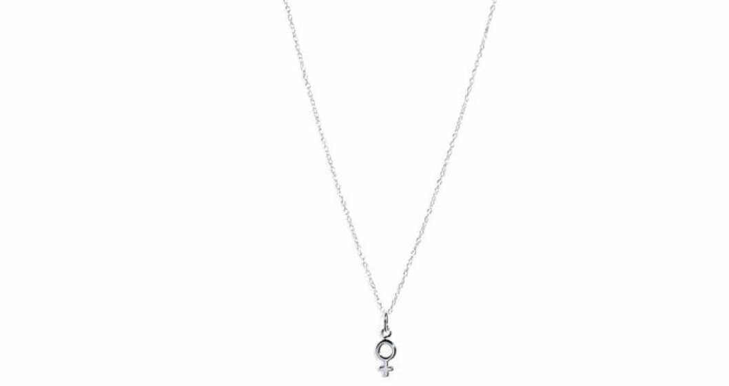 Silvrigt litet halsband med kvinnosymbol