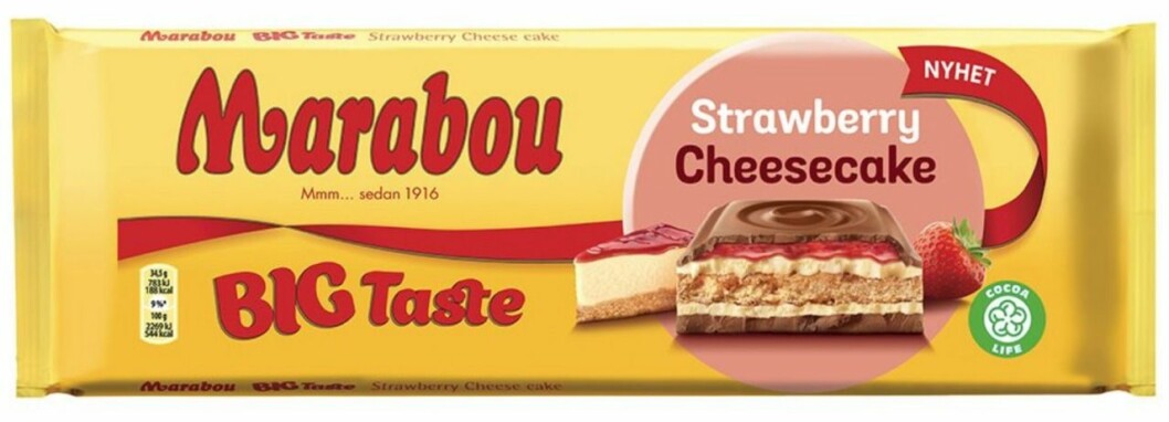 Marabou Strawberry Cheesecake är en ny tung skapelse i serien Big Taste. marabou strawberry cheesecake
