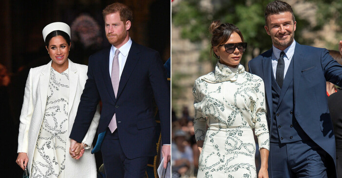 Meghan Markle och Victoria Beckham i likadana klänningar.
