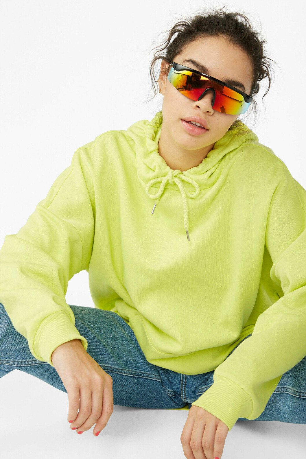 Neongrön hoodie för dam till 2019