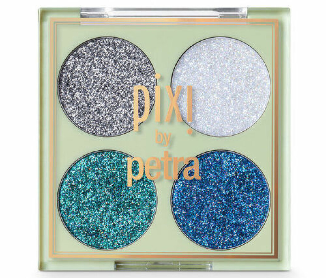 En bild på sminkpaletten Glitter-y Eye Quad Eyecolor kit, Blue Pearl från Pixi.