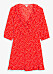 Röd småblommig klänning till skolavslutningen 2019