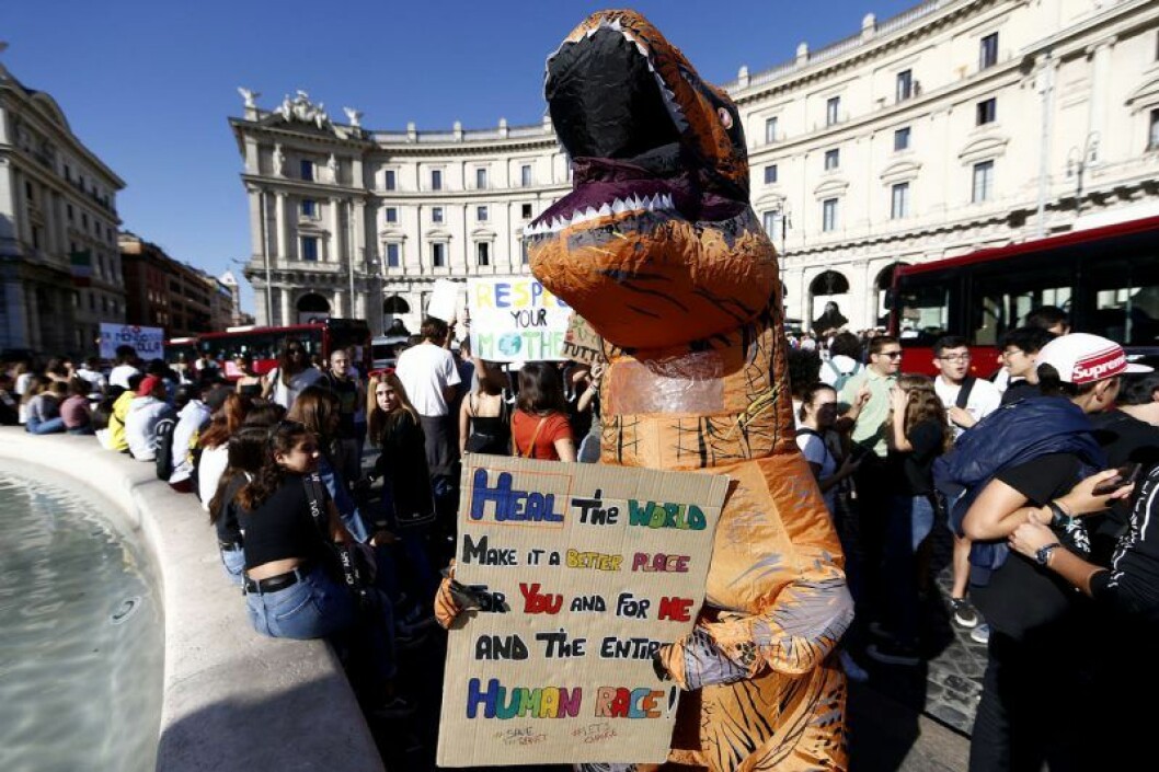 Klimatstrejken i Rom ägde bland annat rum vid Fontana di Trevi. Greta Thunbergs strejk för klimatet ägde bland annat rum i Rom, Italien