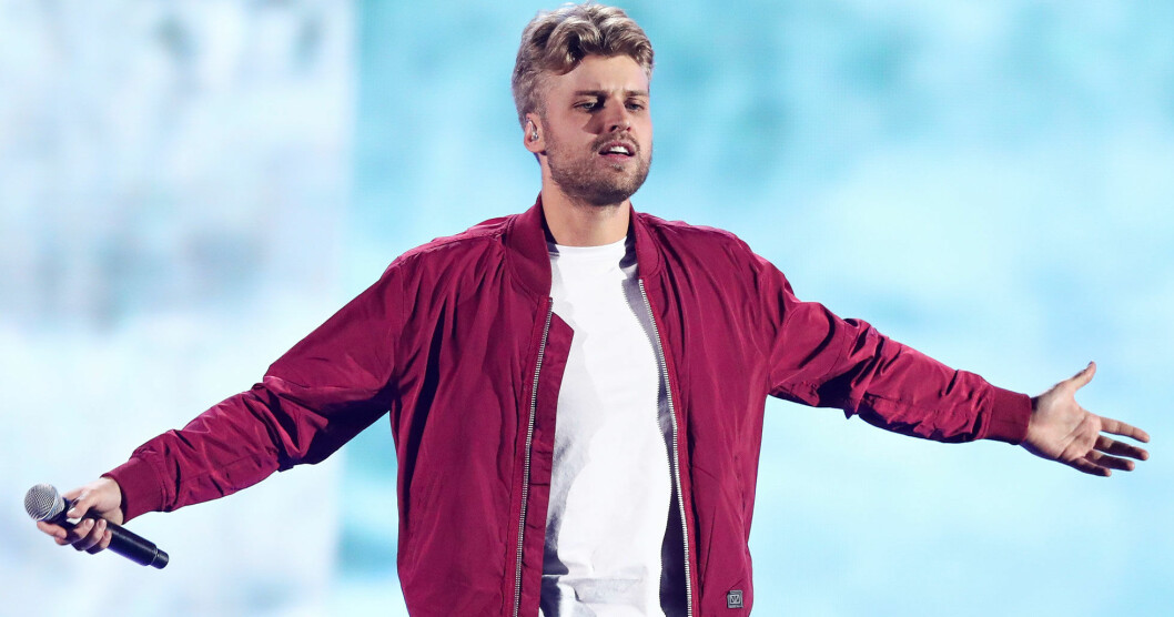 Foto: John Salangsang Sandro Cavazza uppträder på Allsång på Skansen den 2 juli 2019.