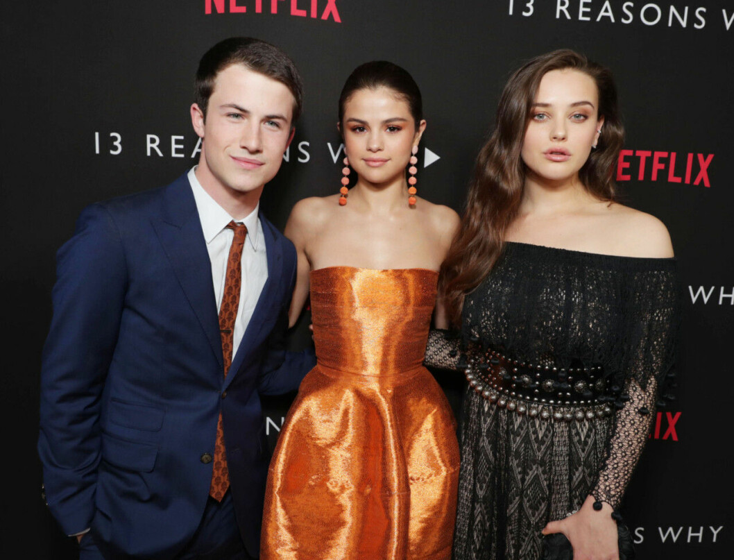 Selena Gomez med Dylan Minnette och Katherine Langford från tv-serien 13 reasons why. Selena Gomez med Dylan Minnette och Katherine Langford från tv-serien 13 reasons why.