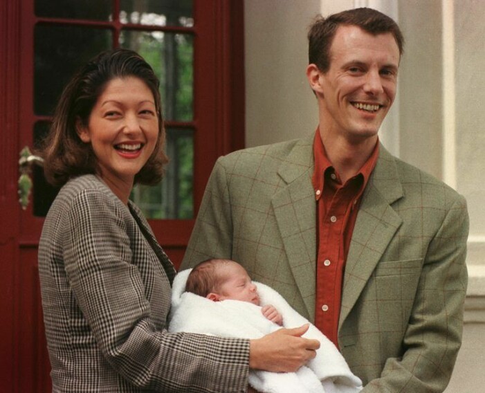Prins Joachim och grevinnan Alexandra vid prins Nikolais dop år 1999.