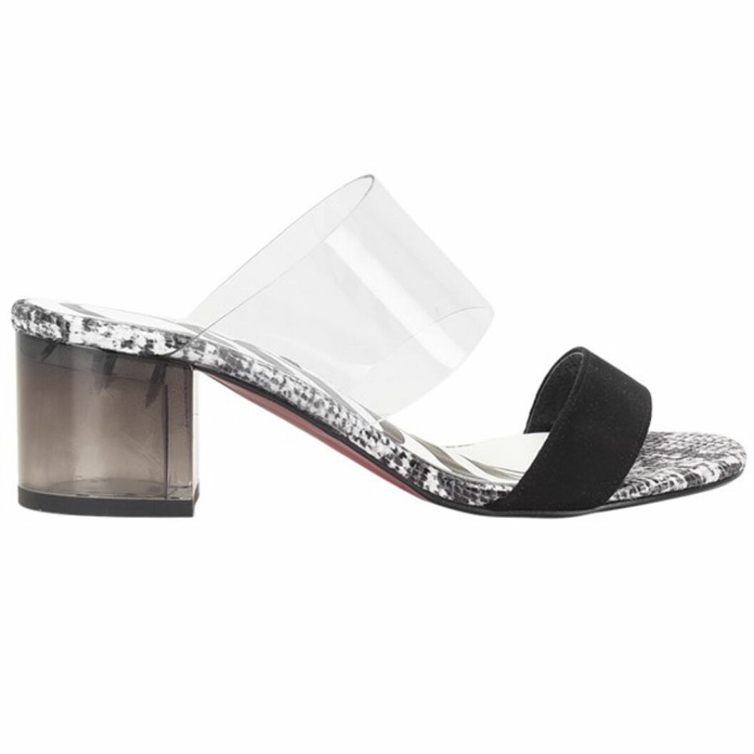 Slip in sandaler med genomskinliga remmar