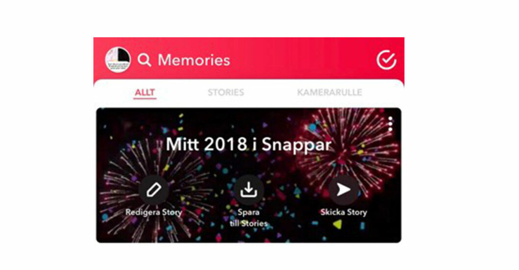 Om du går in i memories så kan du där få ditt år sammanfattat via Snapchat. Snapchat-hur-sammanfatta-ar-video