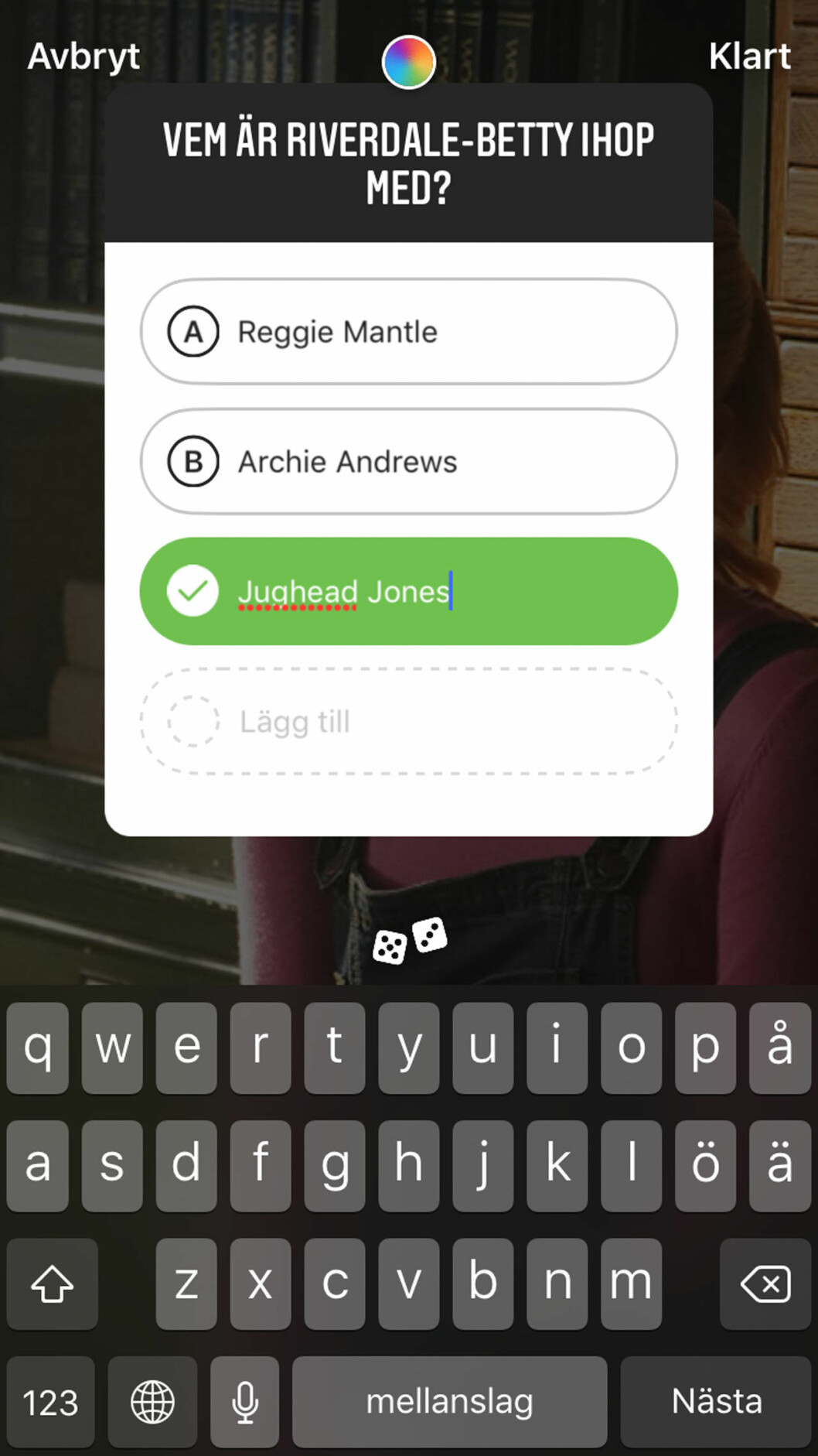 Insta stories frågesport