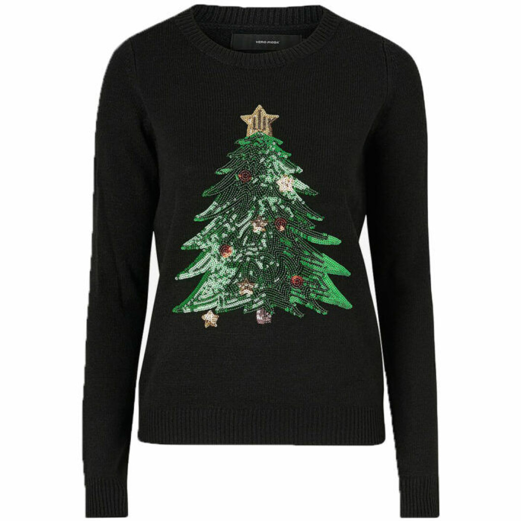 Jultröja i svart färg med julgran