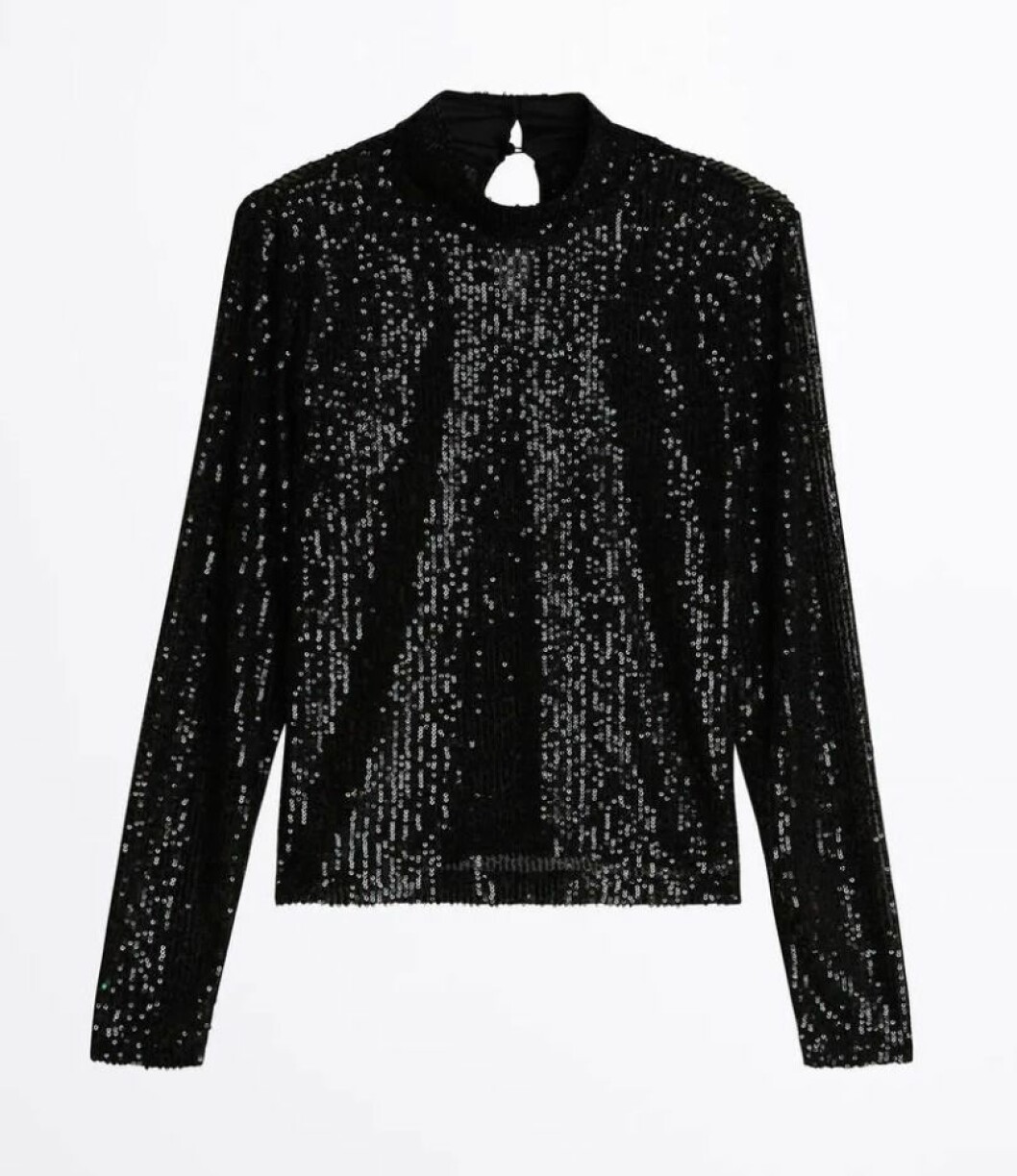 Svart paljettopp från Gina tricot