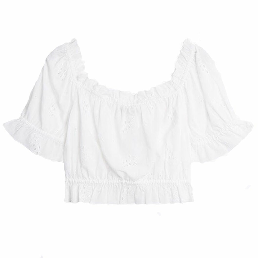 Vit broderad topp