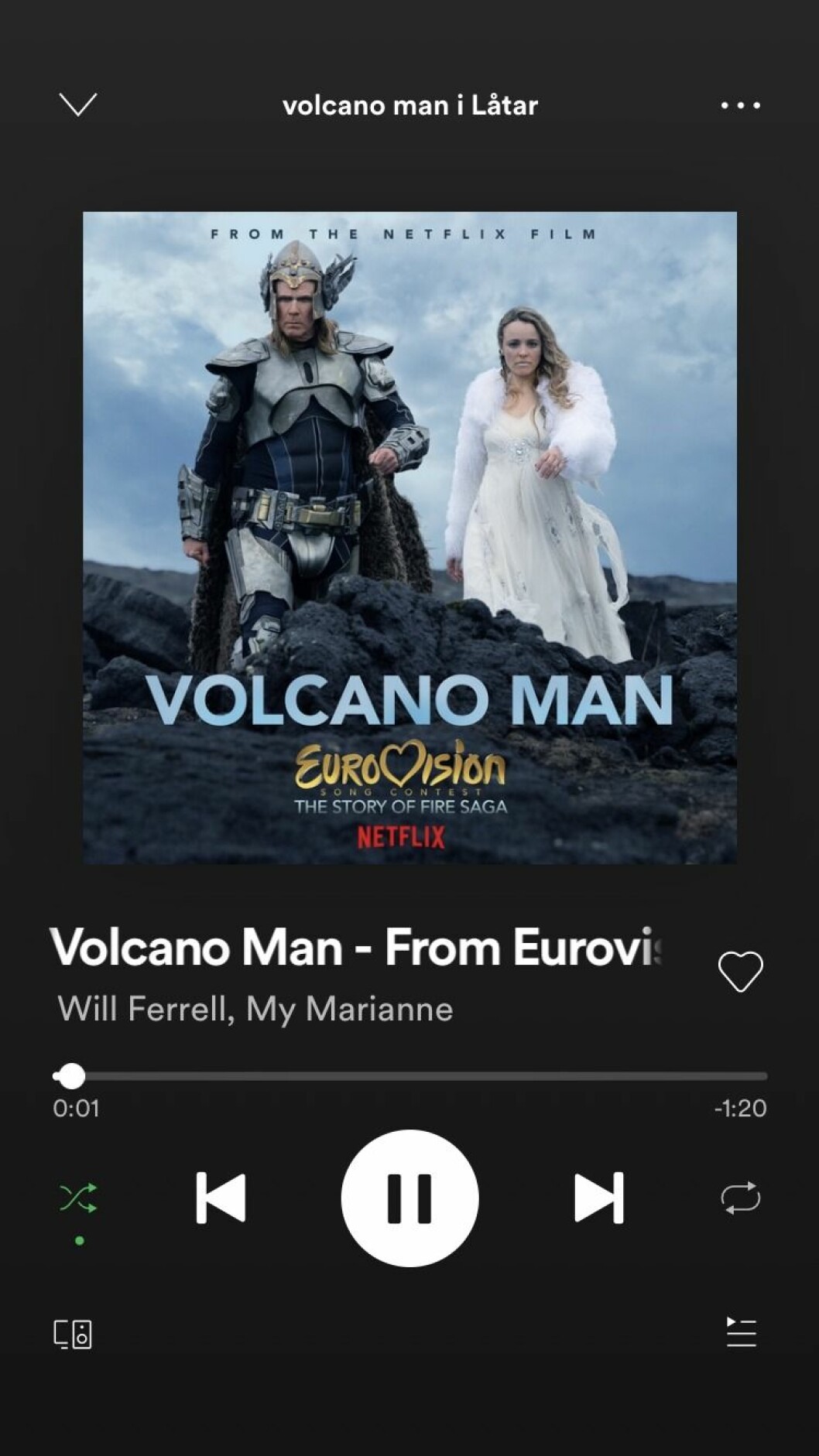 Låten volcano man på Spotify 