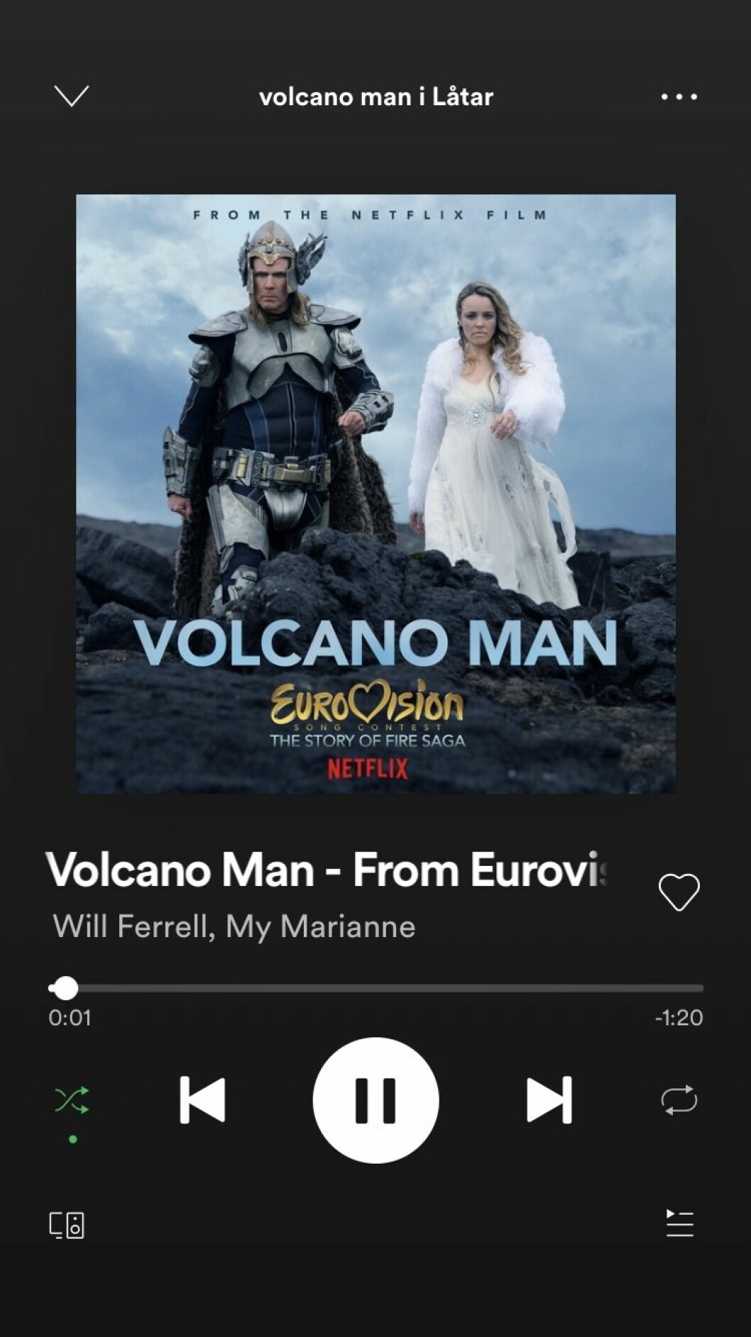 Låten volcano man på Spotify